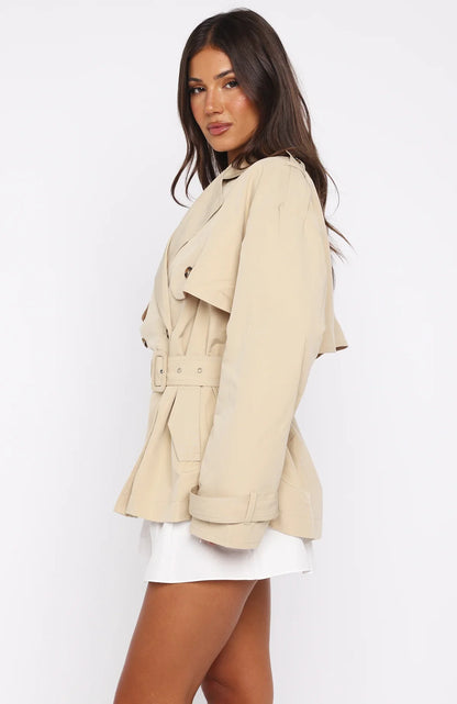 Shes Popular Cropped Trench Sand
