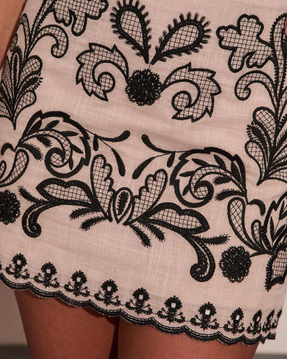 Santorini Spark Embroidered Abstract Mini Skirt