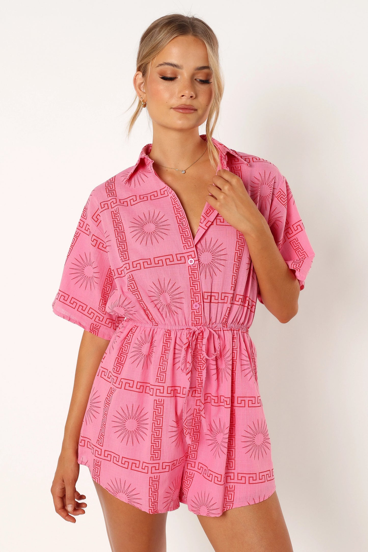 Ilios Romper Pink Print