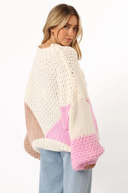 Koda Pattern Knit Sweater Pink Multi