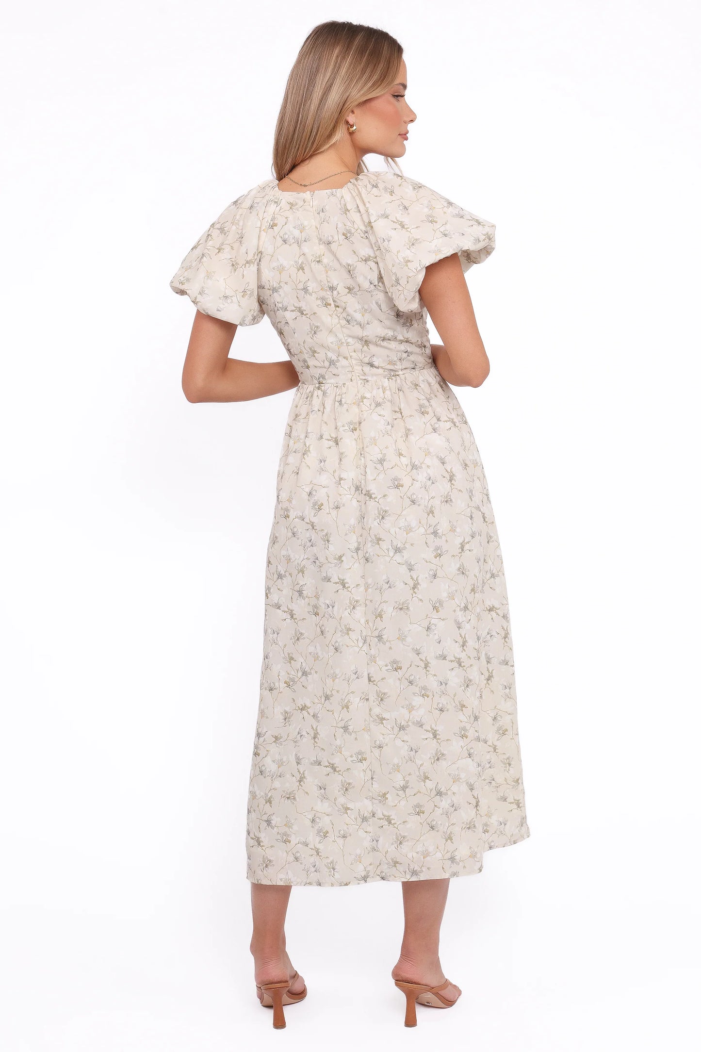 Kathleen Maxi Dress Light Beige Green Floral