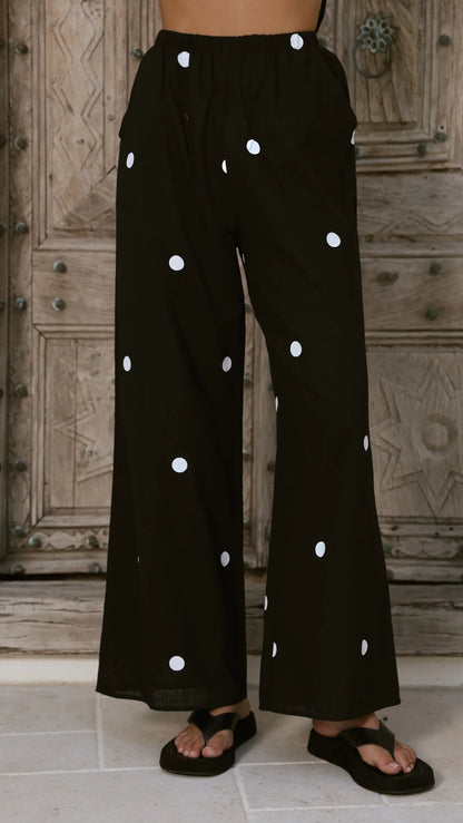 Kailani Strapless Top and Pants Set Black White Polka