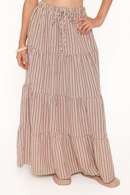 Eirlys Tiered Skirt Set Brown White