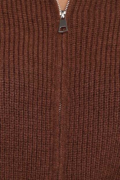 Kourtney Zip Cardigan Brown