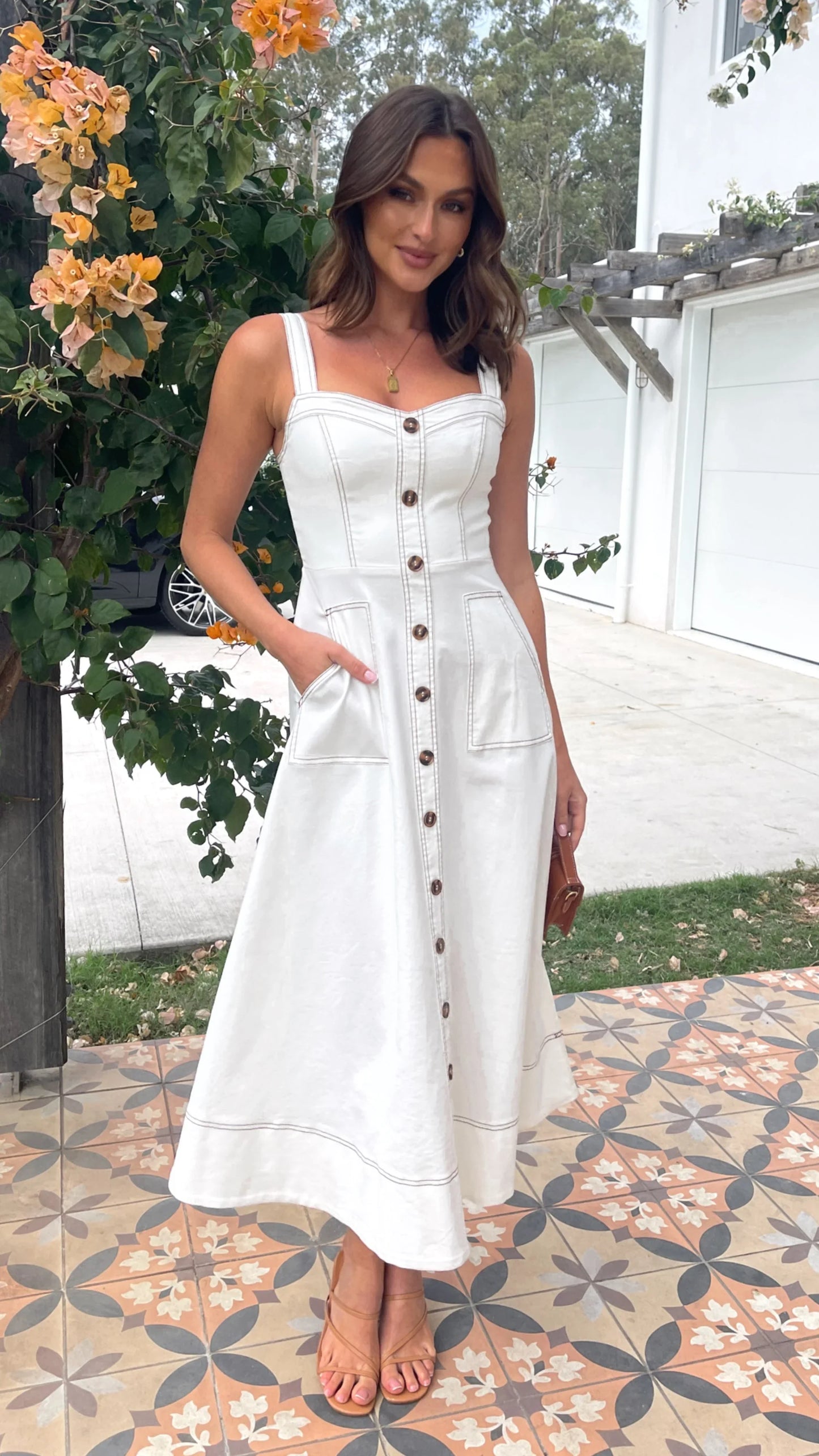 Indigo Midi Dress White Denim