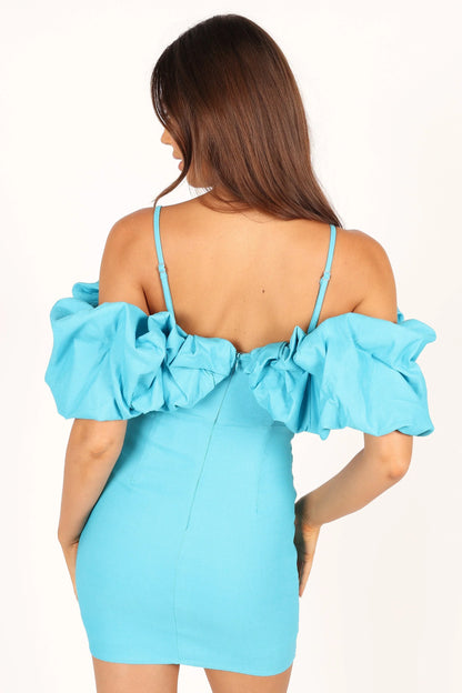 Sia Ruffle Mini Dress Aqua