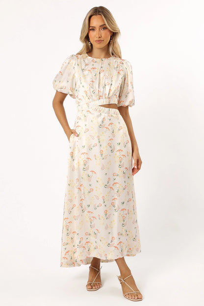 Aminah Puff Sleeve Dress Yellow Floral