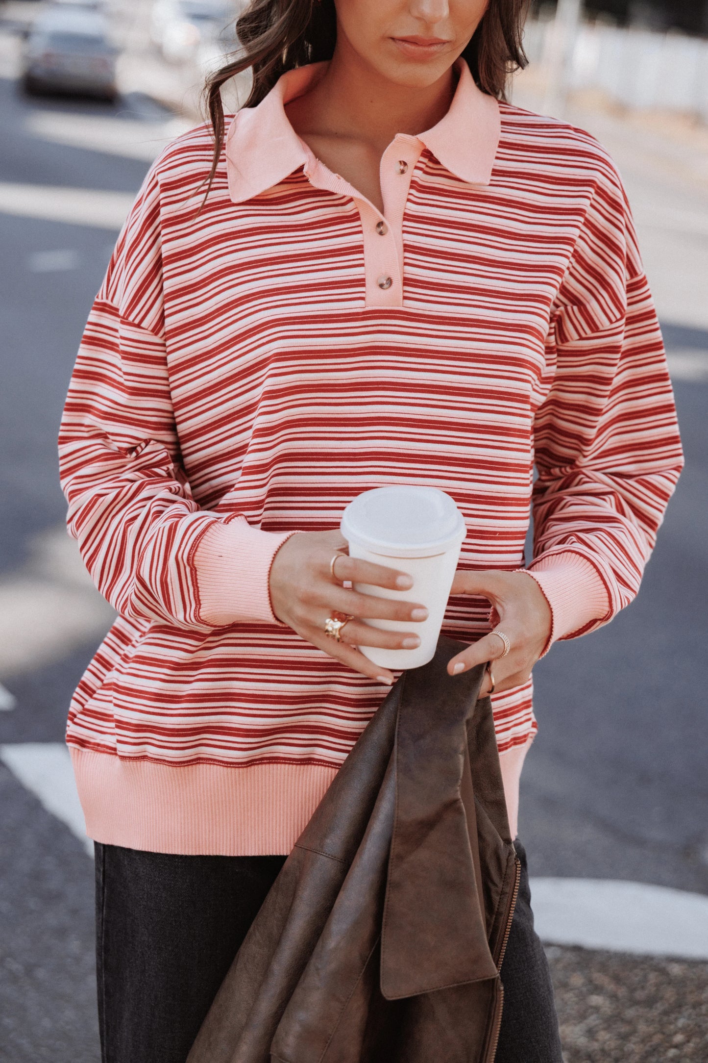 Beau Long Sleeve Jersey Top Pink Stripe