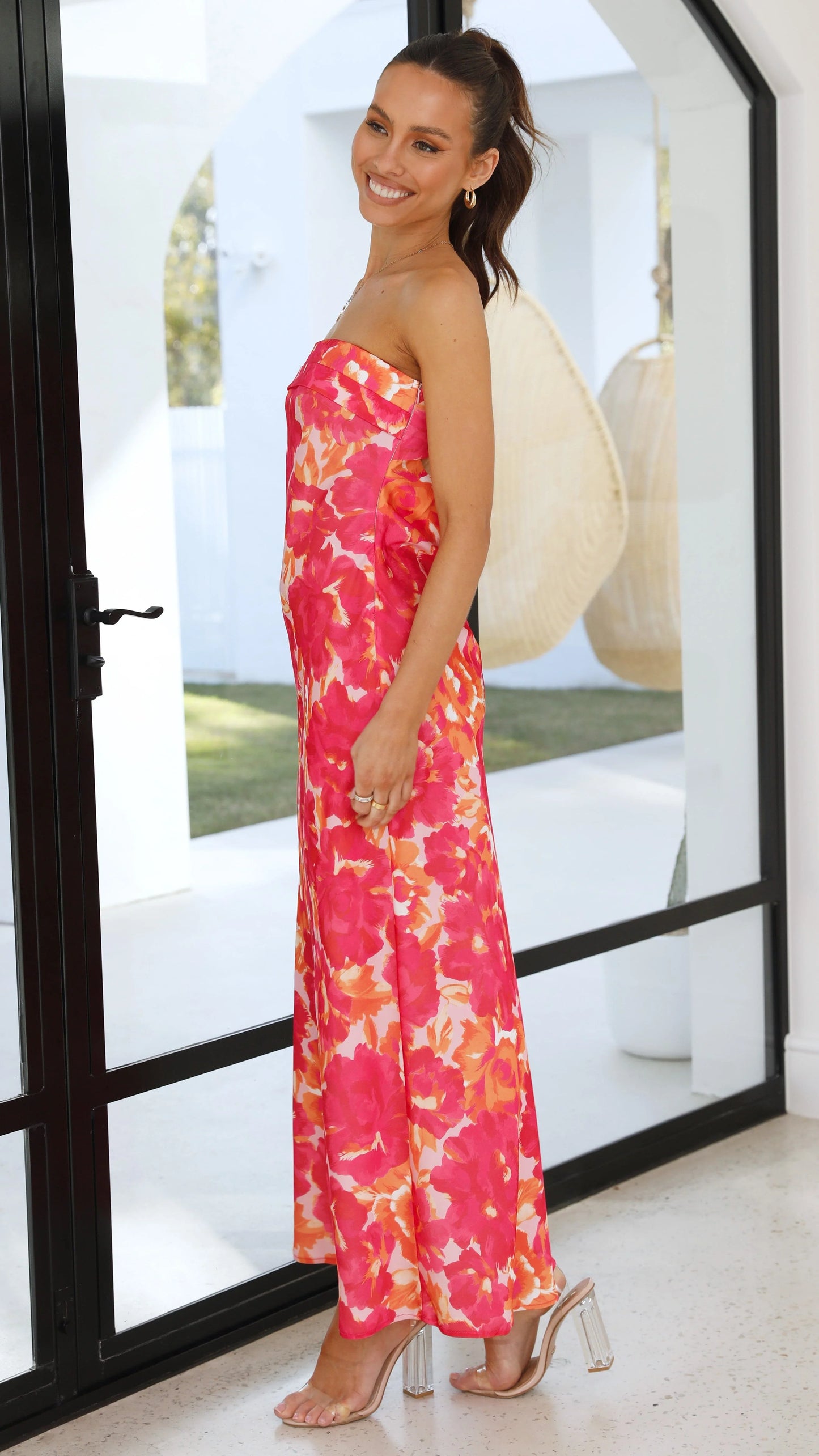 Miya Maxi Dress Pink Red Floral