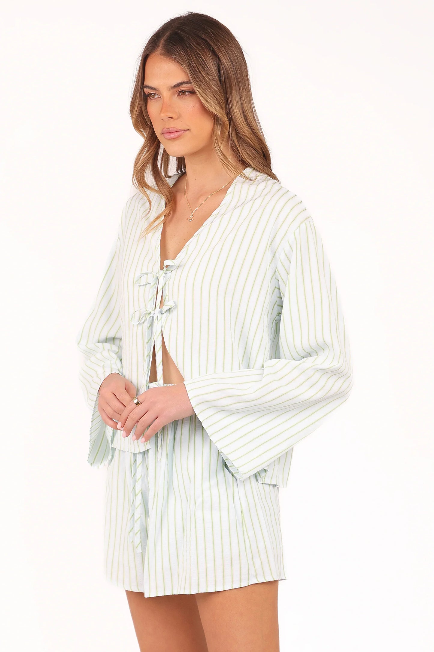 Flynn Short Set Green Blue Stripe