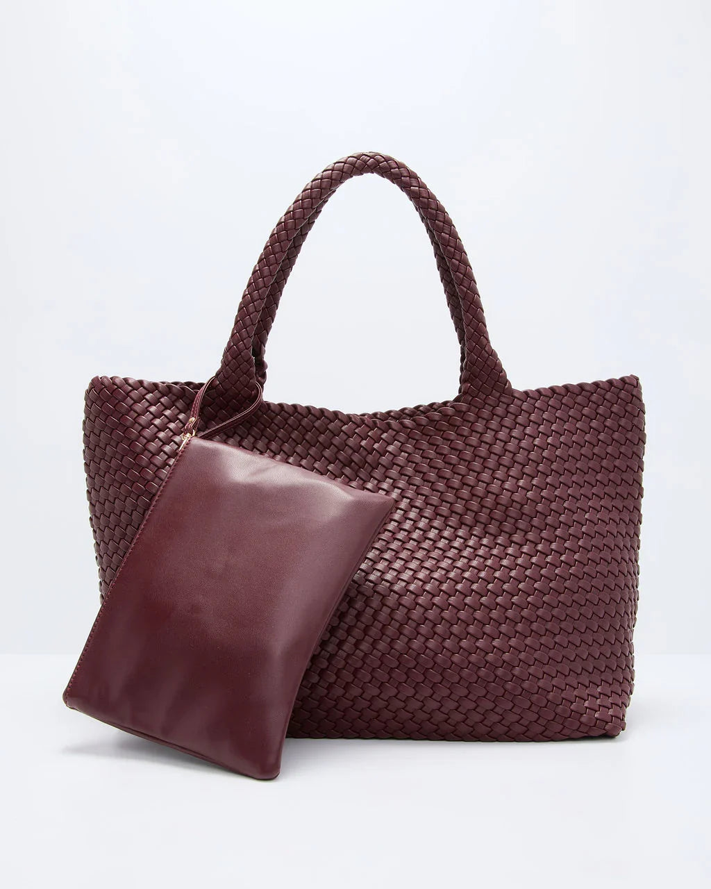 At My Side Woven Leather Tote With Insert