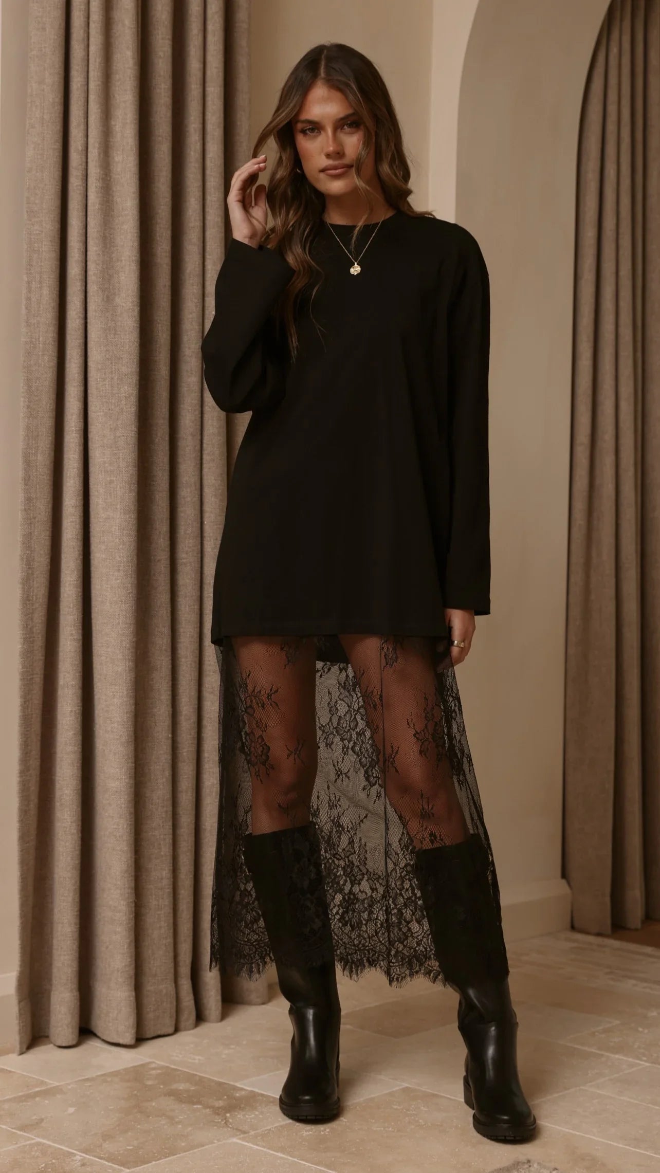 Kailey Lace Maxi Dress Black