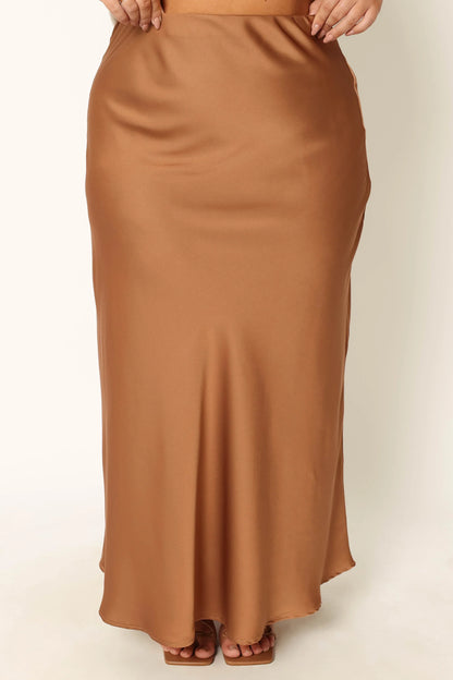 Nellie Satin Midi Skirt Bronze