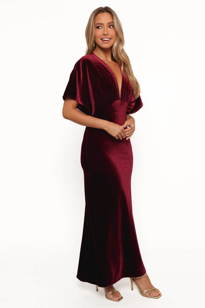 Ricki Velvet Maxi Dress Wine