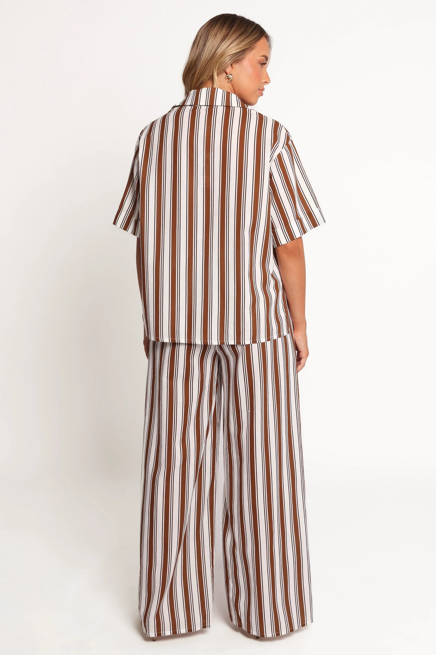 Thalia Wide Leg Pant Chocolate Stripe