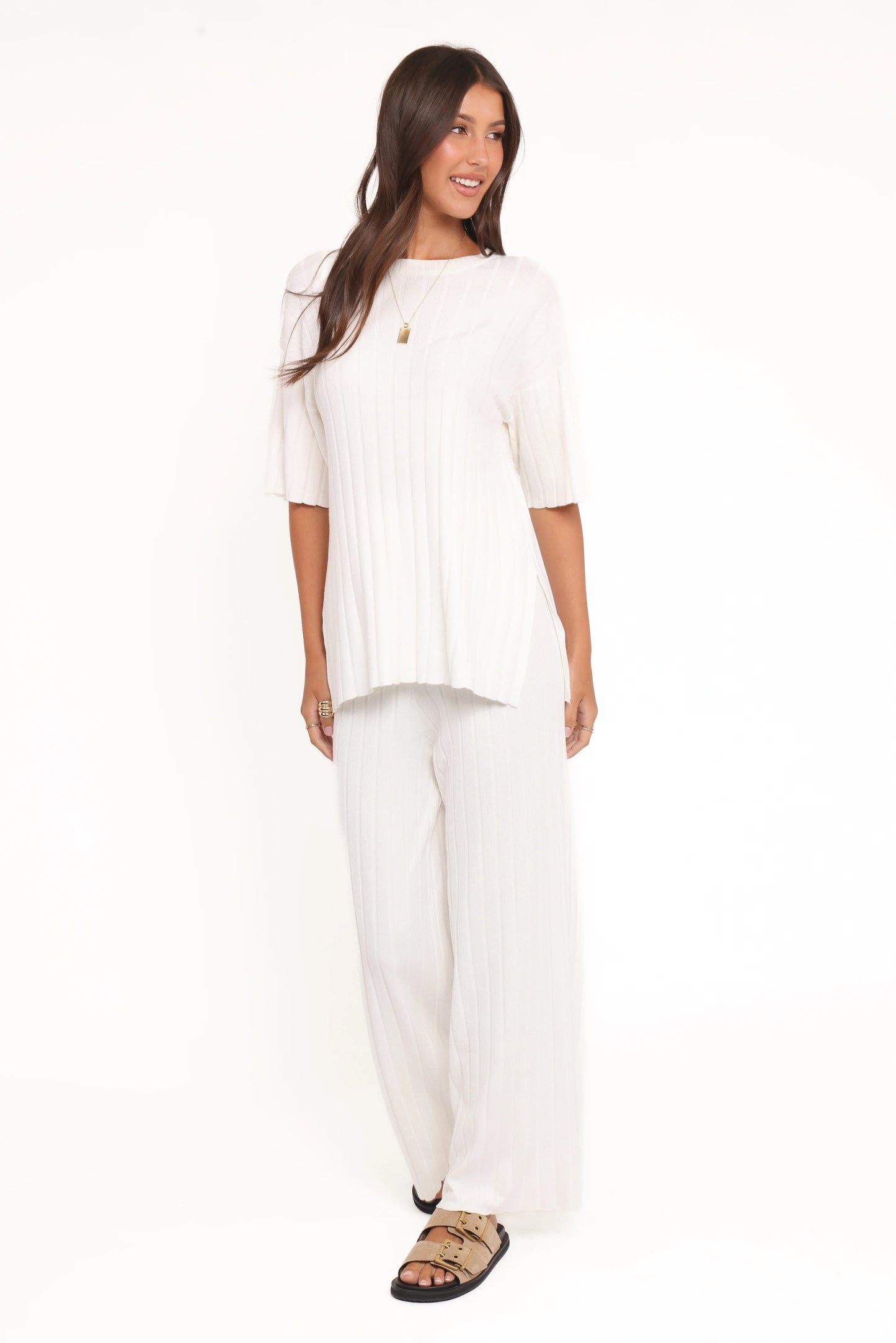Alix Ribbed Knit Set Cream