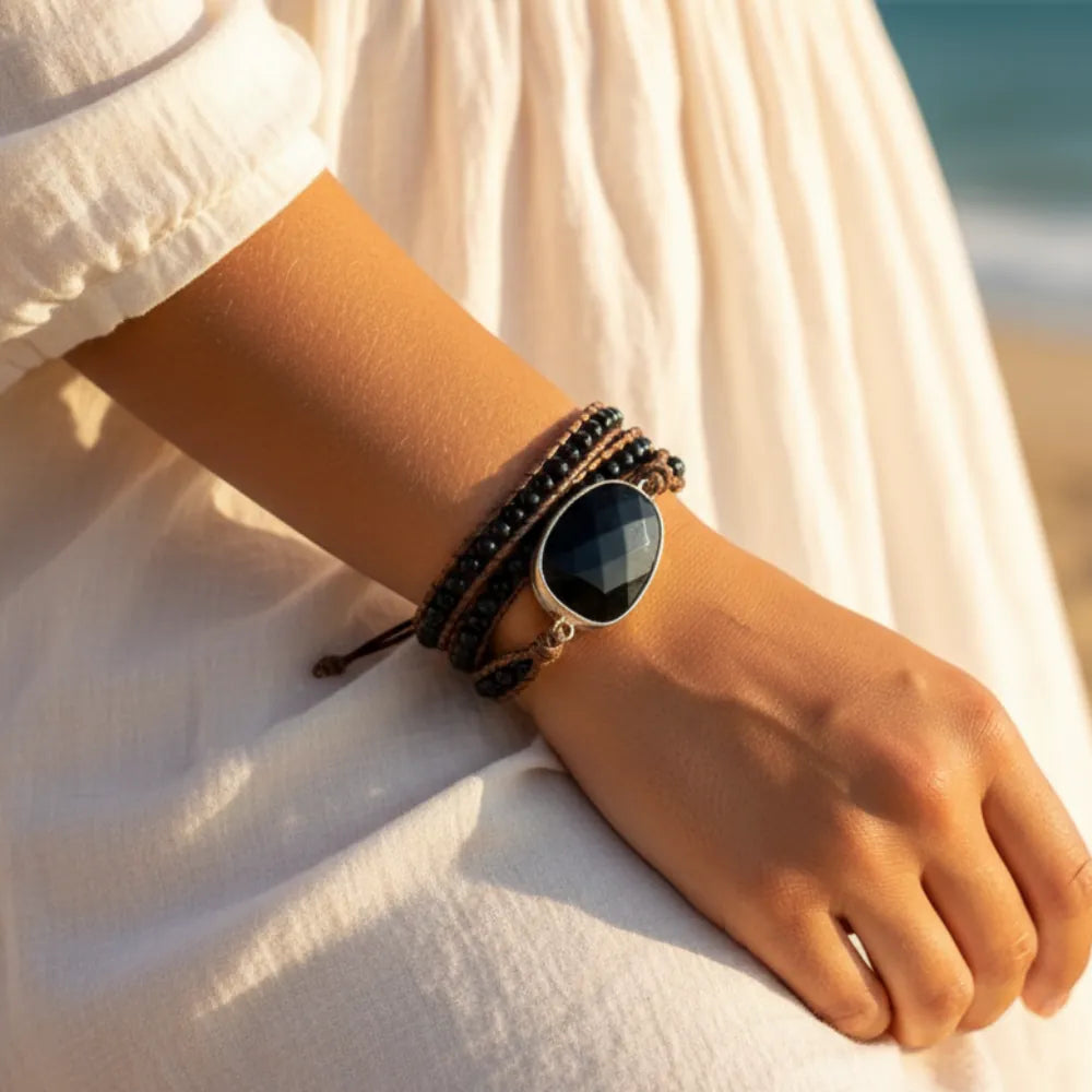 Boho Beaded Stone Wrap Bracelet