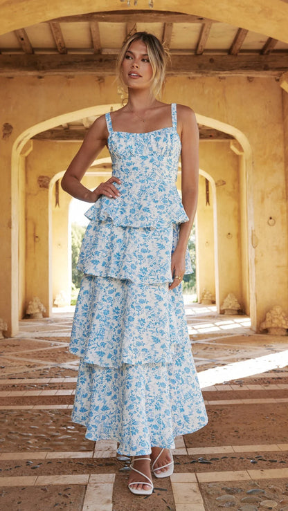 Page Maxi Dress Blue Floral