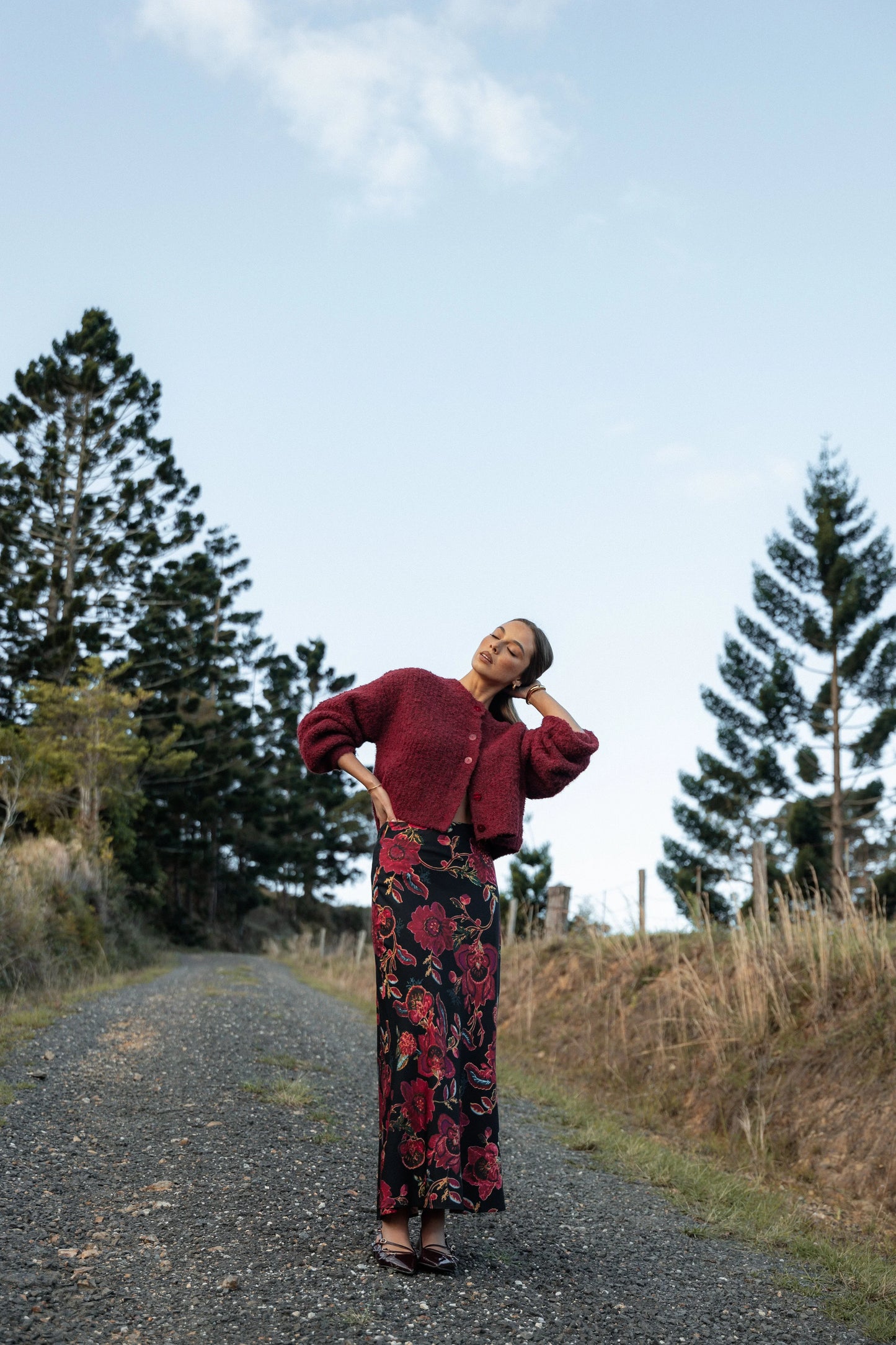 Evie Maxi Skirt Black Floral