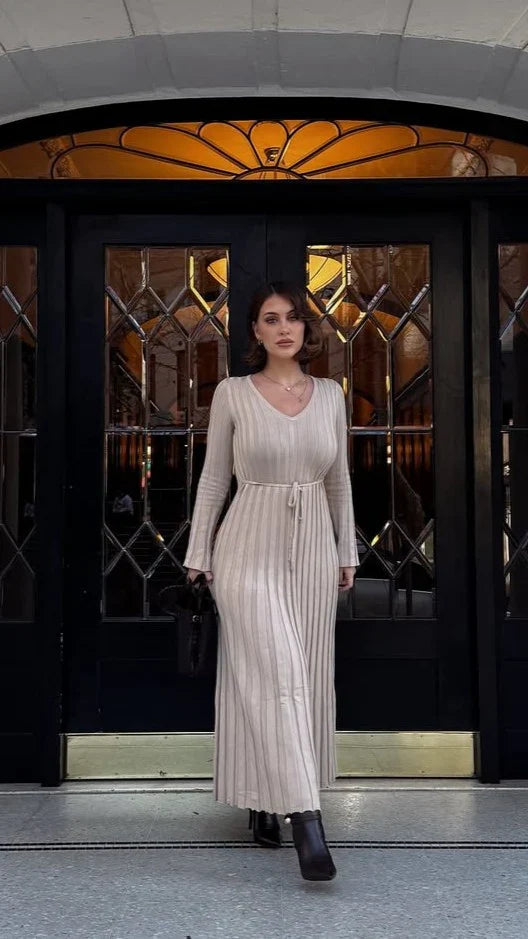 Cyra Long Sleeve Maxi Dress Beige