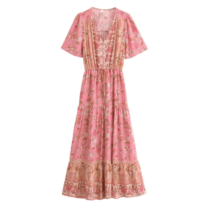 Bohemian Floral Print Long Dress