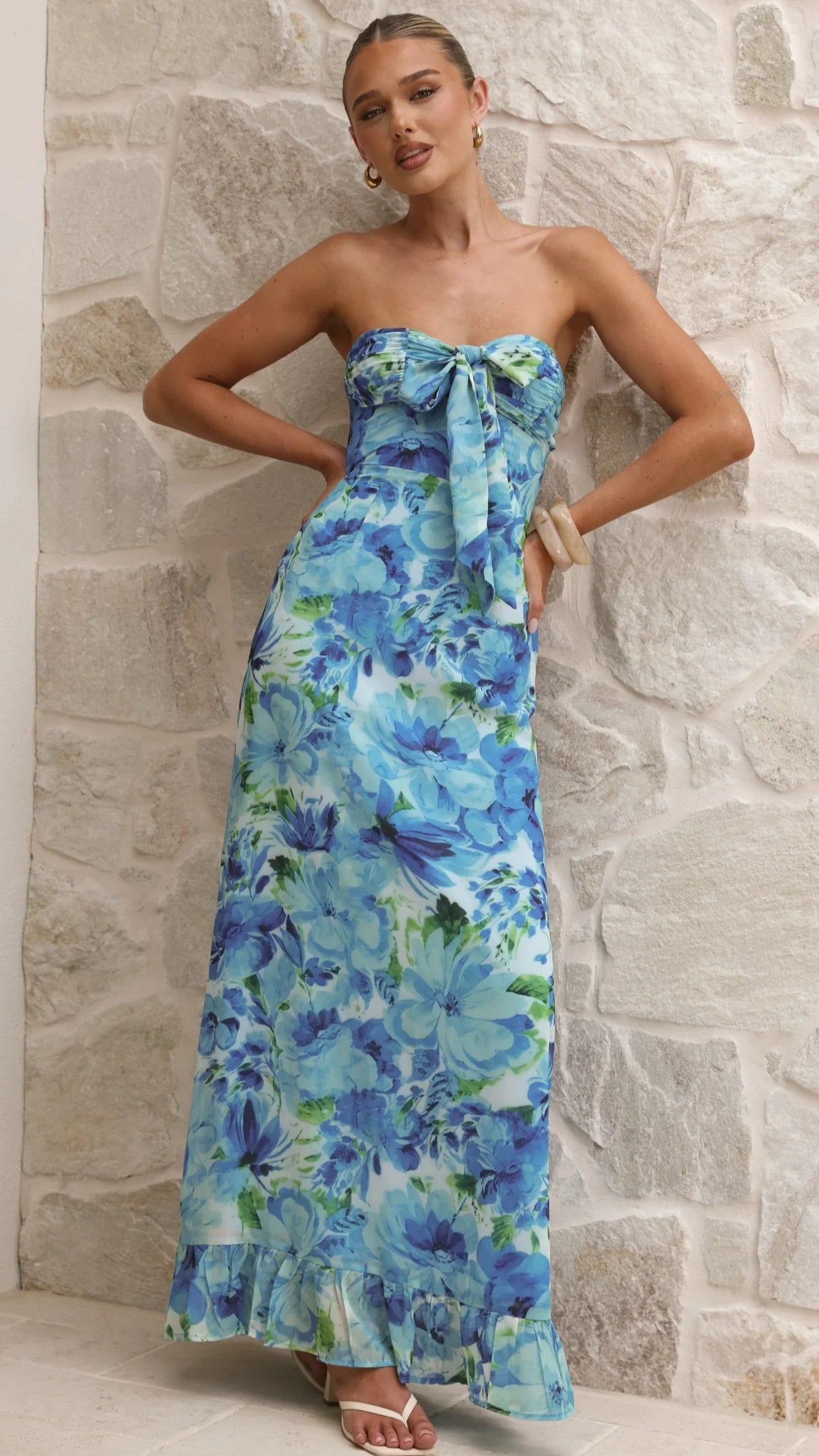 Mariposa Maxi Dress Blue Floral