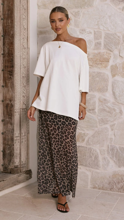 Onella Semi Sheer Maxi Skirt Leopard Print