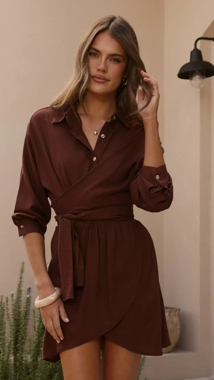 Zaida Shirt Mini Dress Chocolate