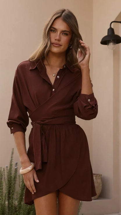 Zaida Shirt Mini Dress Chocolate