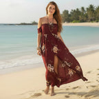 Off Shoulder Floral Maxi Dress with Side Slit