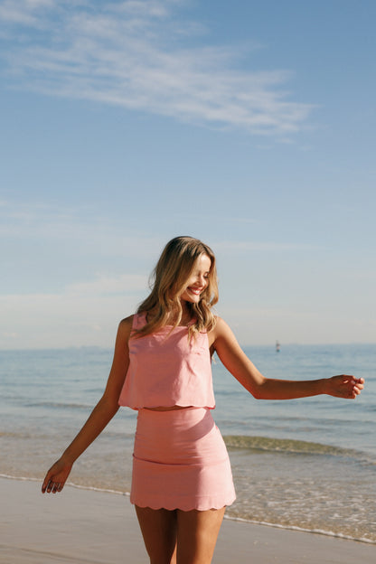 Wendie Scalloped Mini Skirt Poppy Pink