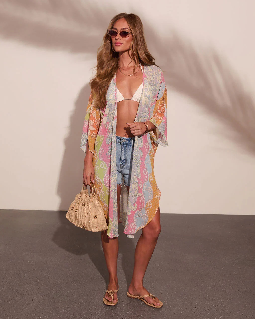 Fresh Rays Abstract Cover Up Front Tie Top