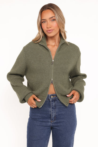 Kourtney Zip Cardigan Olive