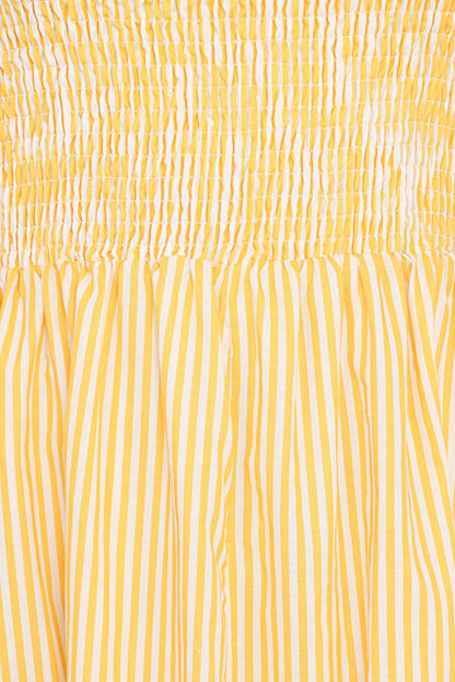 Aviva Smocked Midi Dress Mango Stripe
