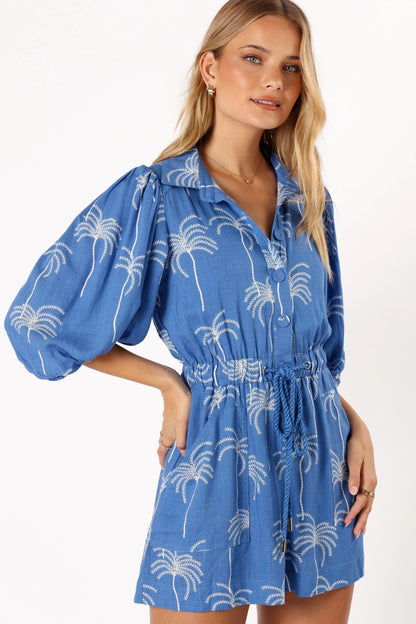 Gina Romper Blue Print