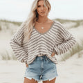 Brown Striped Boho Knit Sweater