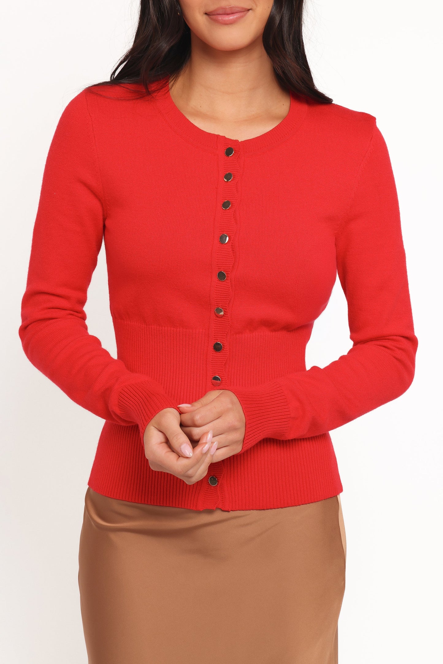 Walsh Scalloped Cardigan Red