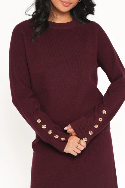Bridget Maxi Skirt Sweater Set Maroon