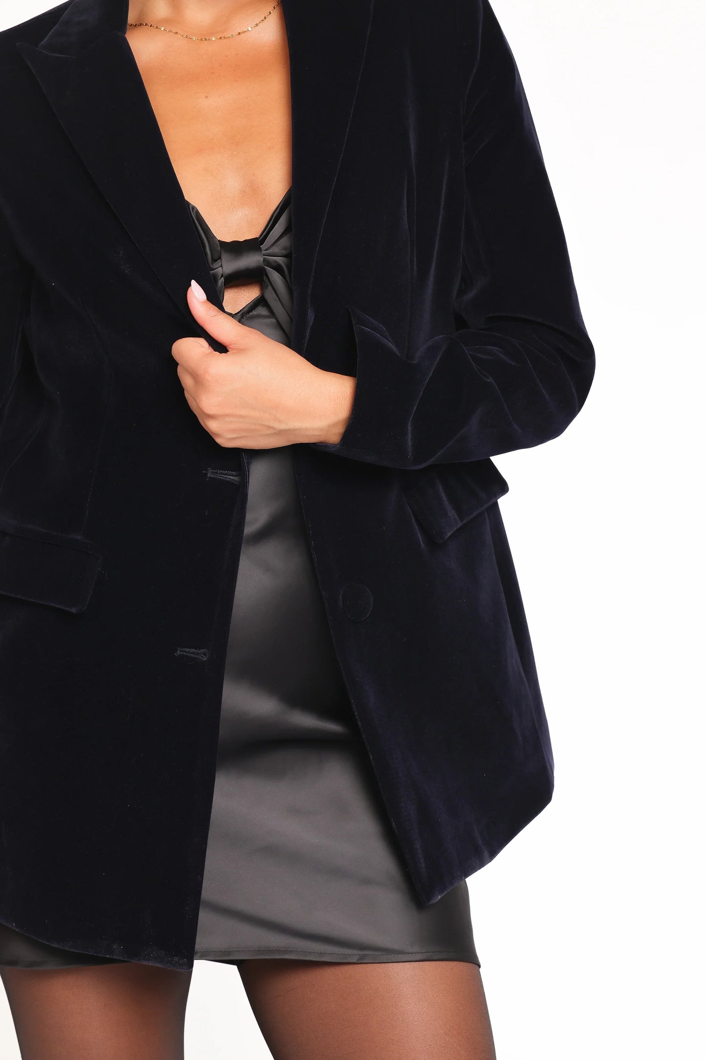 Clive Velvet Blazer Navy