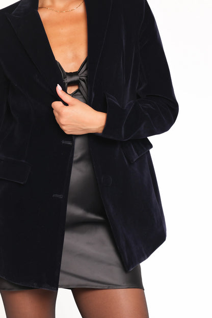 Clive Velvet Blazer Navy