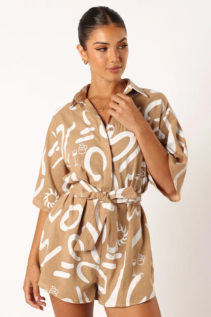 Kellie Romper Tan