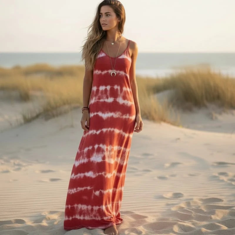 Casual Striped Sleeveless Maxi Dress