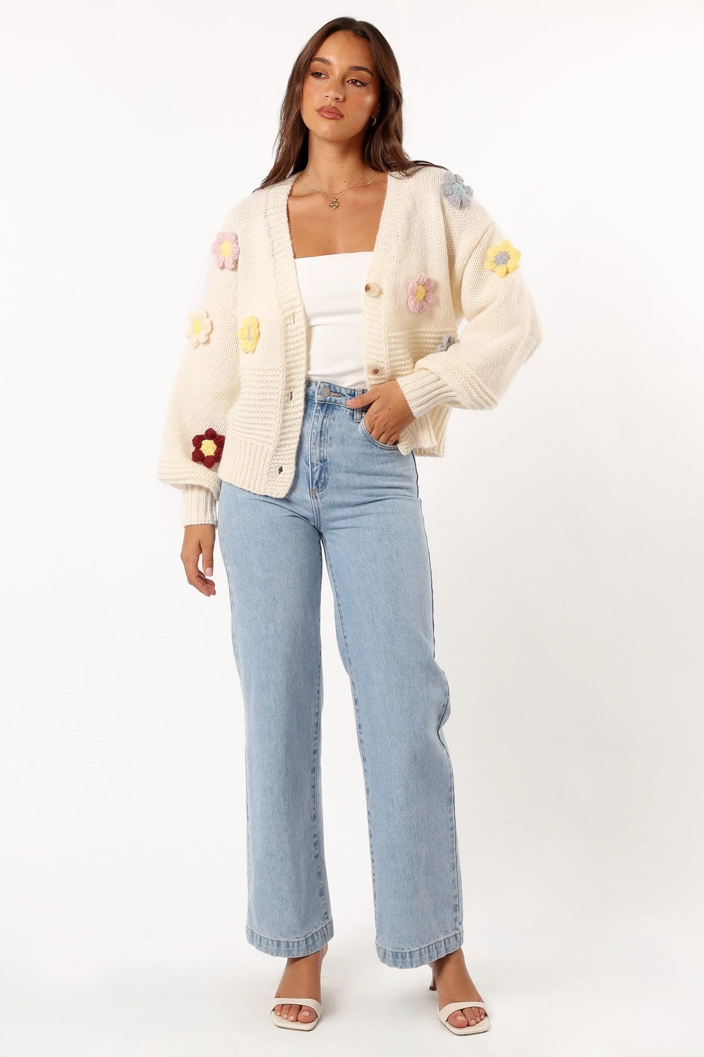 Sienna Flower Cardigan Cream