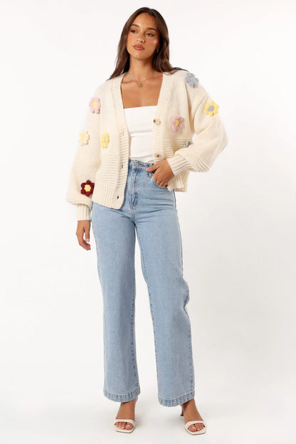 Sienna Flower Cardigan Cream