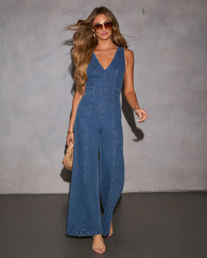 Athena Pintuck Denim Jumpsuit