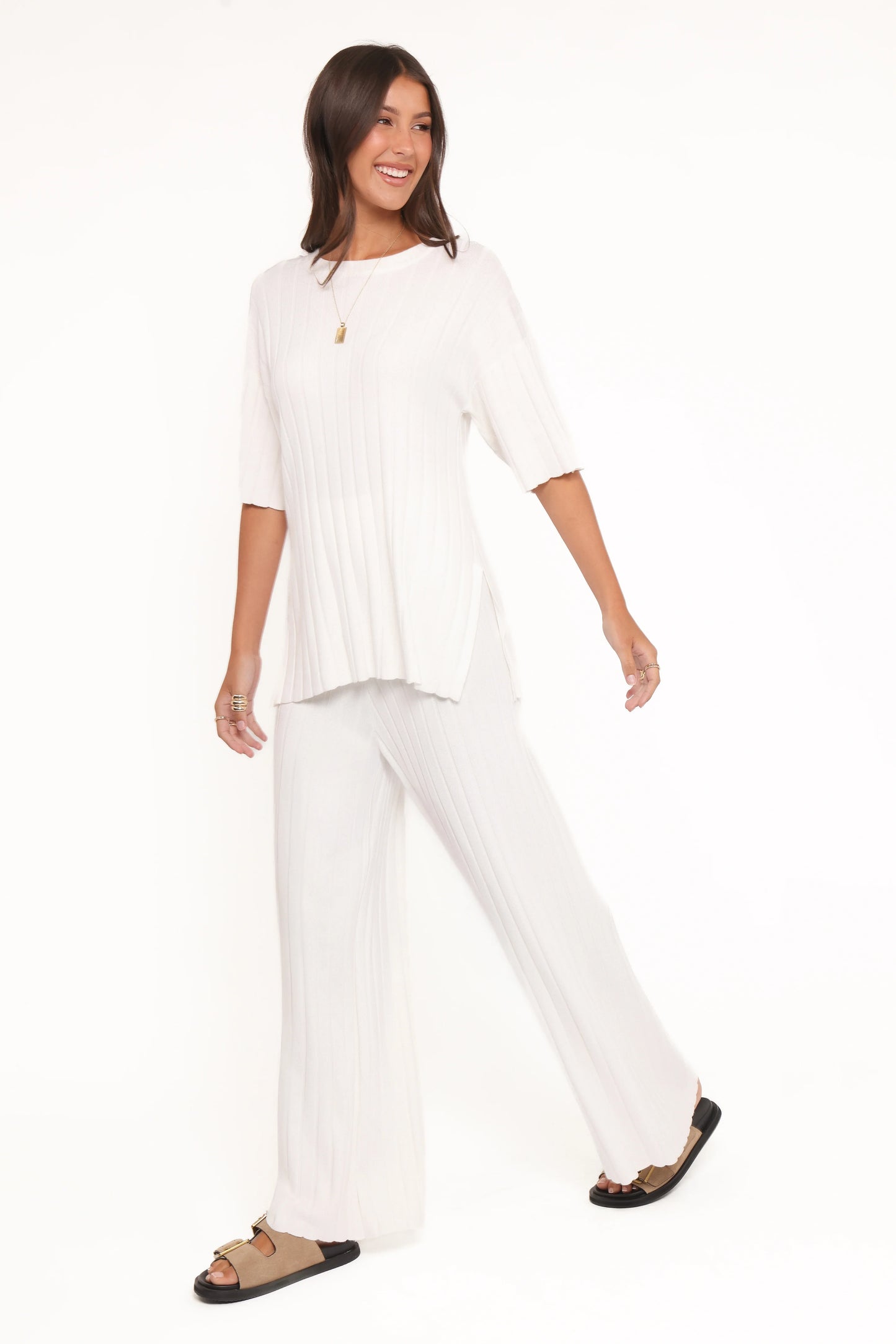 Alix Ribbed Knit Set Cream