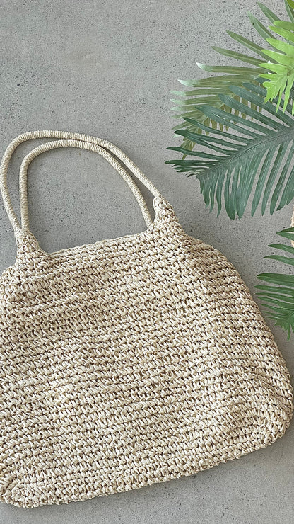 Solana Summer Tote Bag Beige Straw