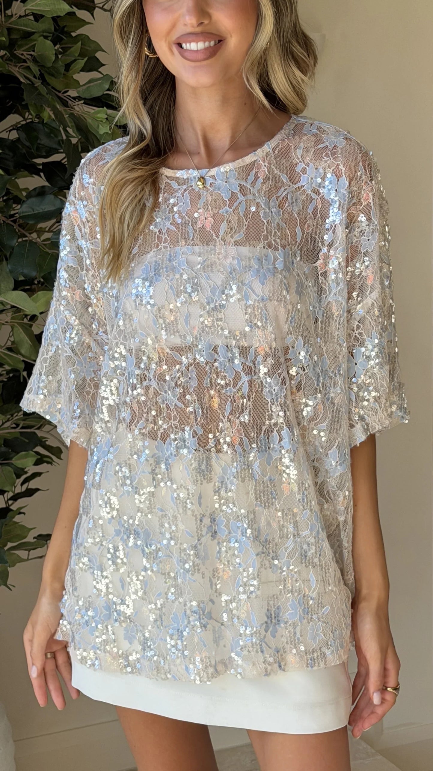Kaia Sequin Top Blue