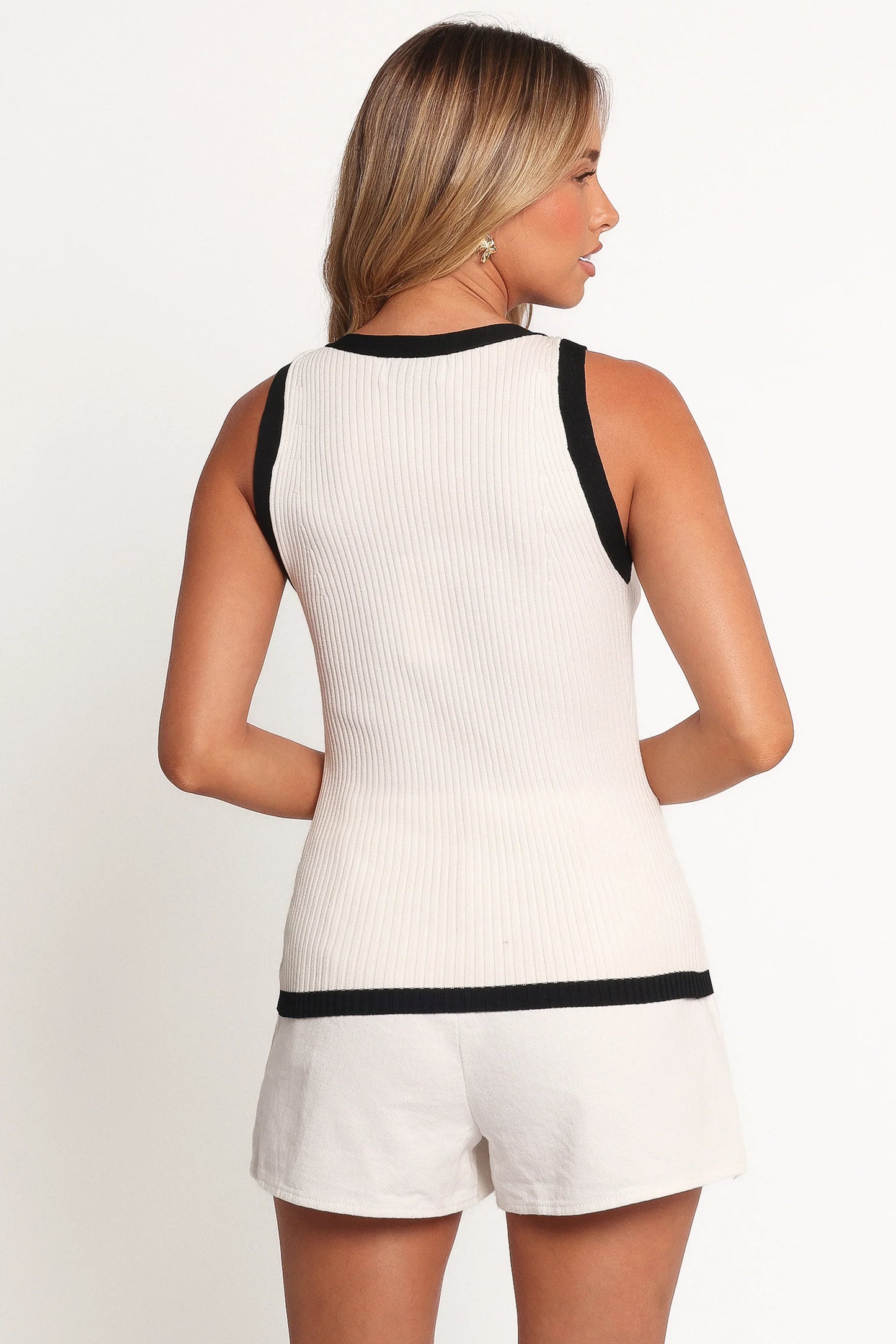 Virginia Knit Vest Top White Black