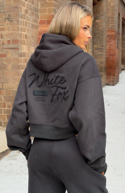 Studio 17 Willa Boxy Zip Front Hoodie Charcoal